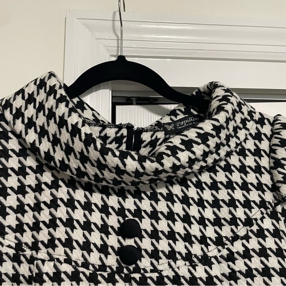 Papillon Mid Length Women's Dress Houndstooth Cowlneck Size Large - Picture 8 of 11